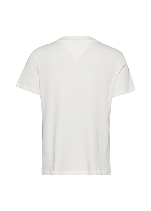 Tommy Jeans DW0DW12039YBR Yuvarlak Yaka Regular Fit Beyaz Kadın T-Shirt 3