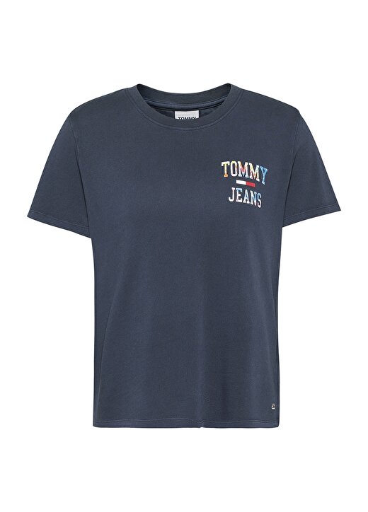 Tommy Jeans DW0DW12039C87 Yuvarlak Yaka Regular Fit Mavi Kadın T-Shirt 1