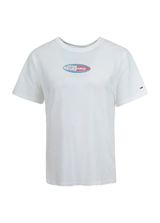 Tommy Jeans Yuvarlak Yaka Beyaz Kadın T-Shirt DW0DW12730YBR 1