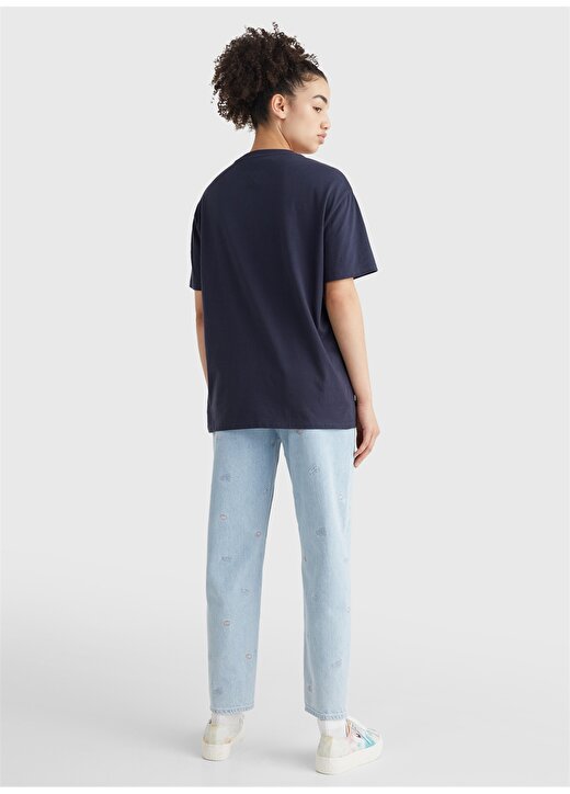 Tommy Jeans DW0DW13005C87 Yuvarlak Yaka Regular Fit Mavi Kadın T-Shirt 4