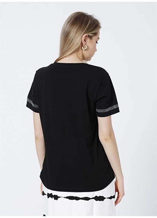 Fabrika Comfort Cm-Veran V Yaka Basic Düz Siyah Kadın T-Shirt 4