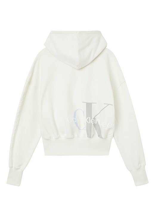 Calvin Klein Jeans Kapüşonlu Normal Kalıp Beyaz Kadın Sweatshirt J20J217738YAS 2