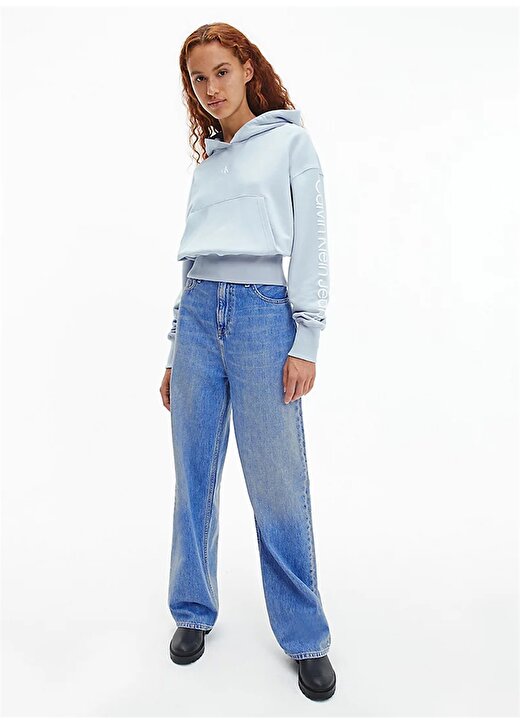 Calvin Klein Jeans Kapüşonlu Normal Kalıp Mavi Kadın Sweatshirt J20J217738C1U 2