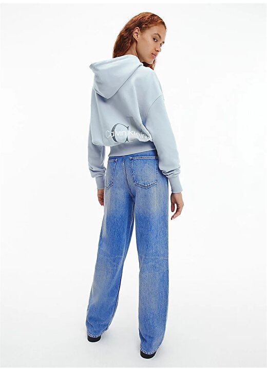 Calvin Klein Jeans Kapüşonlu Normal Kalıp Mavi Kadın Sweatshirt J20J217738C1U 3