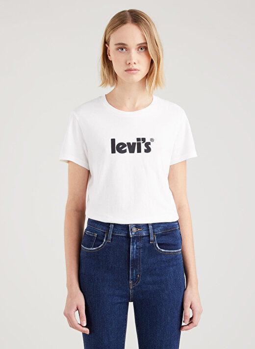 Levis  Lse The Perfect Tee Lse Seasonal P Bisiklet Yaka  Regular Fit  Bej Kadın T-Shirt 3