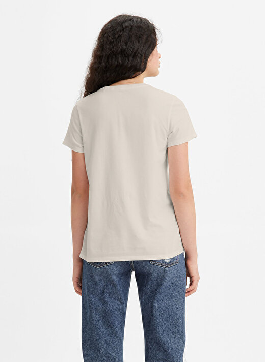 Levis  Lse The Perfect Tee Lse Seasonal P Bisiklet Yaka  Regular Fit  Bej Kadın T-Shirt 4