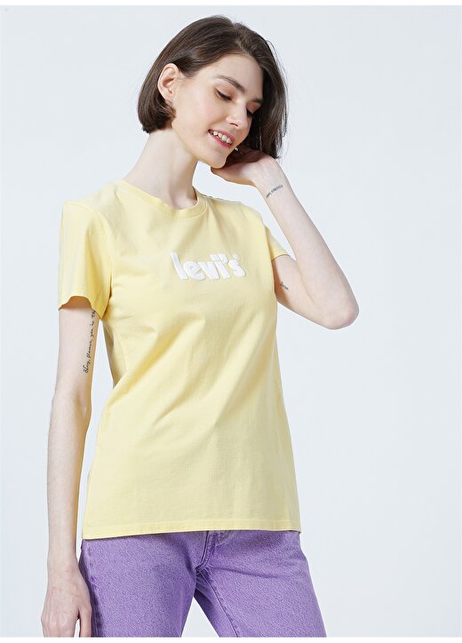 Levis The Perfect Tee Ssnl Poster Logo P Bisiklet Yaka Regular Fit Sarı Kadın T-Shirt 3