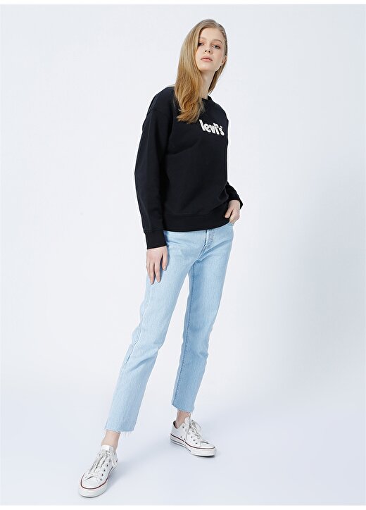 Levis Graphic Standard Crew Crew Seasona Bisiklet Yaka Regular Fit Siyah Kadın Sweatshirt 2