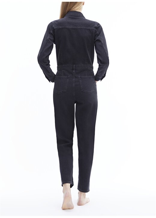 Calvin Klein Jeans Gömlek Yaka Normal Kalıp Siyah Kadın Tulum J20J2178251BY 3