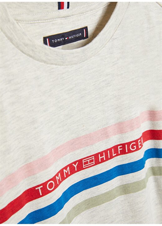 Tommy Hilfiger Kb0kb07359ybl Bisiklet Yaka Çizgili Beyaz Erkek Çocuk T-Shirt 2