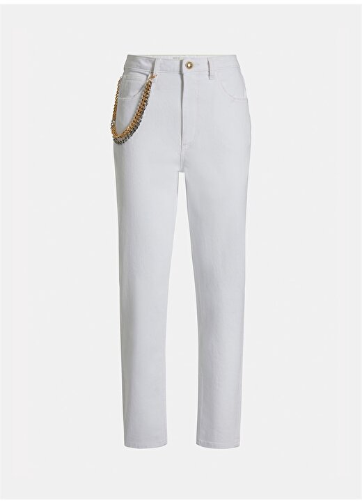 Guess W2RA21D2G6POWHI Yüksek Bel Regular Fit Düz Beyaz Kadın Pantolon 4