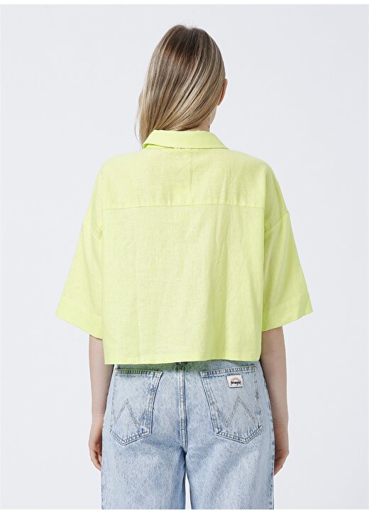 Koton Yeşil Kadın Keten Karışımlı Gömlek 2SAL60007IW 4