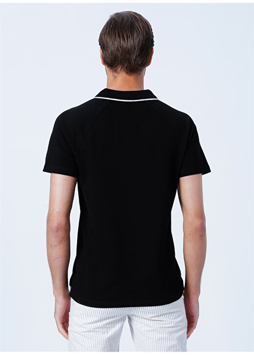 Fabrika Polo Yaka Düz Siyah Erkek T-Shirt DAVID 4