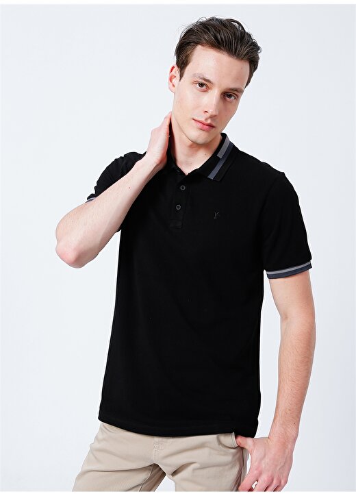 Fabrika Comfort Cm T 700 Regular Fit Düz Siyah Erkek Polo T-Shirt 3