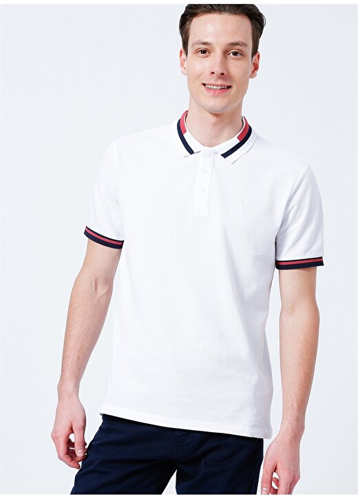 Fabrika Comfort Cm T 700 Regular Fit Düz Beyaz - Pembe Erkek Polo T-Shirt 3