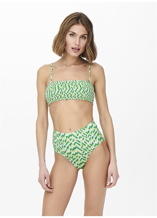 Only Onlamalie Hw Brief Normal Kalıp Desenli Fıstık Yeşili Kadın Bikini Alt 1
