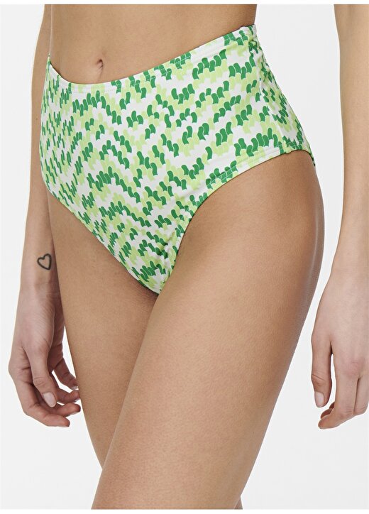Only Onlamalie Hw Brief Normal Kalıp Desenli Fıstık Yeşili Kadın Bikini Alt 3
