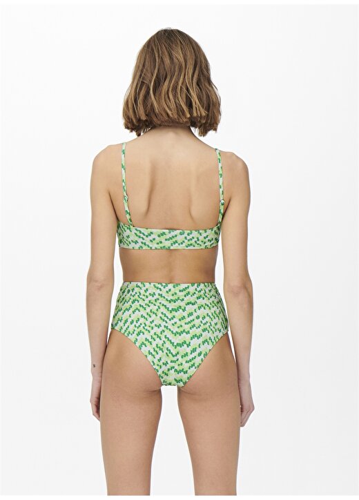 Only Onlamalie Smocklike Top Normal Kalıp Desenli Fıstık Yeşili Kadın Bikini Üst 4