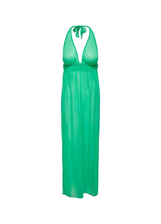 Only Yeşil Kadın Yuvarlak Yaka Yarım Kol Uzun Plaj Elbisesi 3