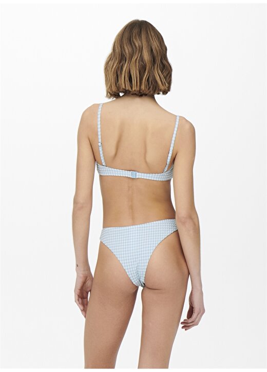 Only Onlolli Structure Brazilian Normal Kalıp Kareli Gök Mavi Kadın Bikini Alt 2
