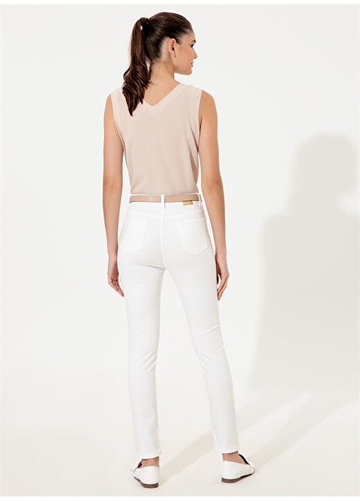 Pierre Cardin Derin-22Y Yüksek Bel Skinny Fit Düz Beyaz Kadın Pantolon 4