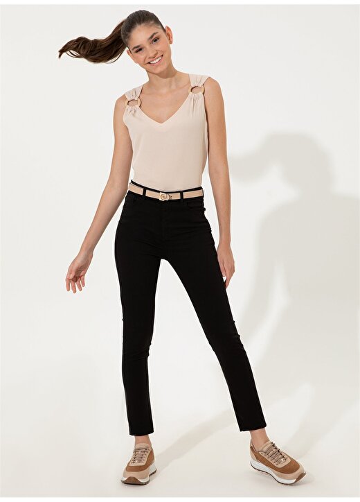 Pierre Cardin Derin-22Y Yüksek Bel Skinny Fit Düz Siyah Kadın Pantolon 1