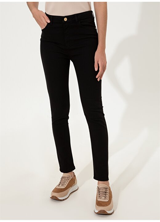Pierre Cardin Derin-22Y Yüksek Bel Skinny Fit Düz Siyah Kadın Pantolon 2