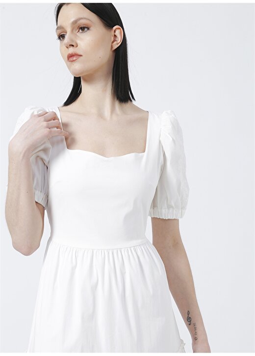 Pierre Cardin Elyaso Klasik Yaka Standart Kalıp Düz Beyaz Kadın Uzun Elbise 2