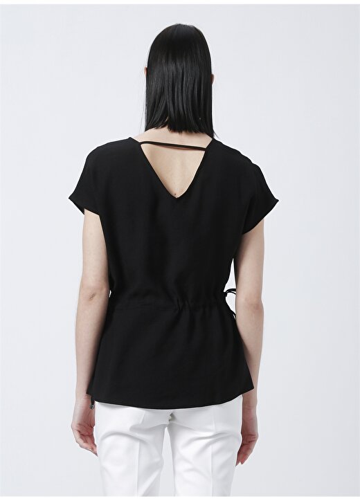 Pierre Cardin Isana V Yaka Comfort Fit Düz Siyah Kadın Bluz 4