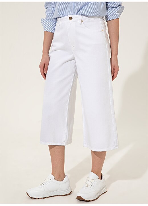 Pierre Cardin Yüksek Bel Flare Beyaz Kadın Pantolon TARAS 2
