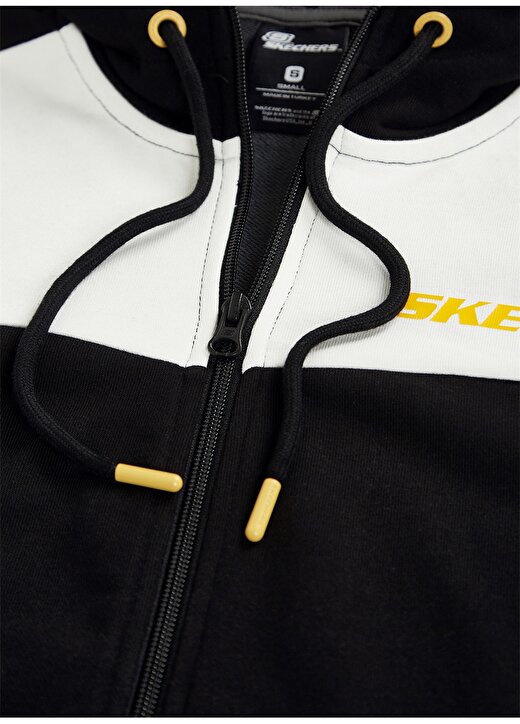 Skechers Kapüşonlu Normal Kalıp Düz Siyah Erkek Sweatshirt - S221041-001 TF Colorblock FZ Hoodie 4