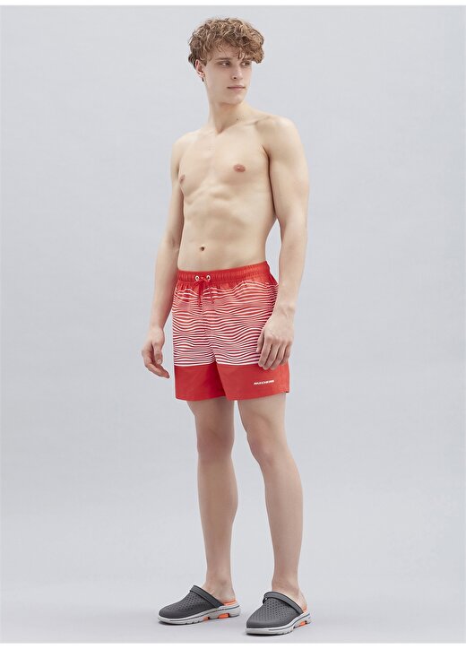Skechers S221078-600 Swim 5 Inch Normal Bel Desenli Kırmızı Erkek Şort Mayo 2