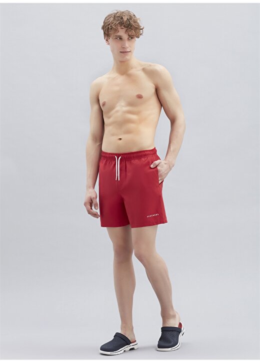 Skechers S211654-600 Swim 5 Inch Normal Bel Düz Kırmızı Erkek Şort Mayo 2