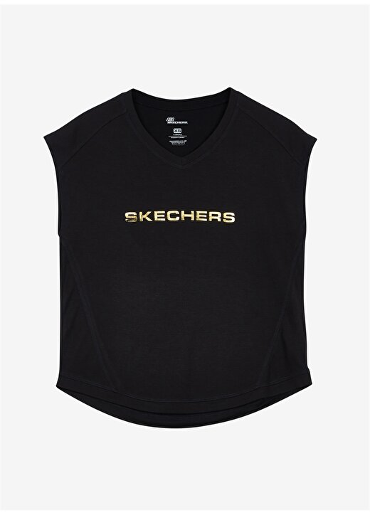 Skechers S211289-001 Graphic Crew Tee Bisiklet Yaka Normal Kalıp Düz Siyah Kadın T-Shirt 1