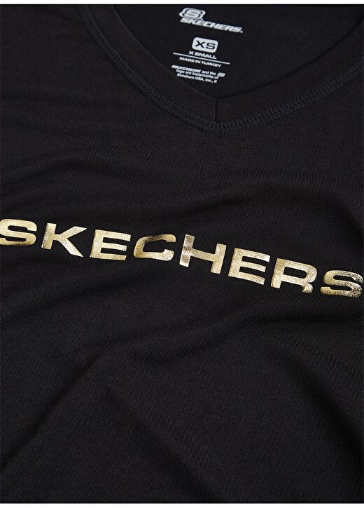 Skechers S211289-001 Graphic Crew Tee Bisiklet Yaka Normal Kalıp Düz Siyah Kadın T-Shirt 4