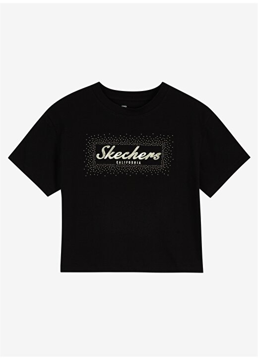 Skechers Bisiklet Yaka Normal Kalıp Düz Siyah Kadın T-Shirt - S221460-001 Shiny Logo 1