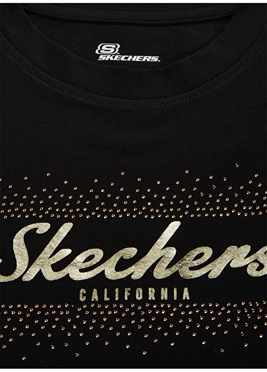 Skechers Bisiklet Yaka Normal Kalıp Düz Siyah Kadın T-Shirt - S221460-001 Shiny Logo 4