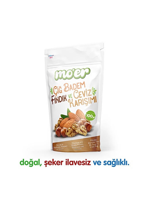 Mo'er Çiğ Ceviz, Fındık, Badem 100 Gr 2