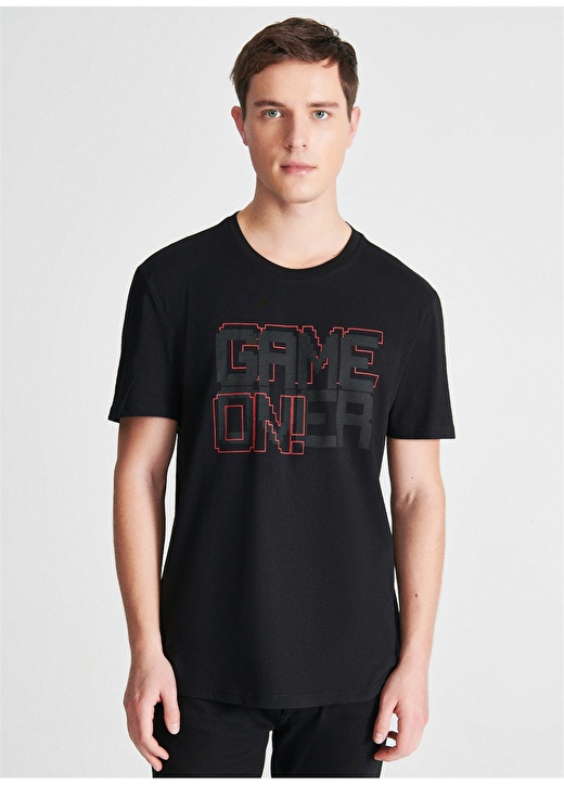 Mavi M0610161-900_Game Over Bisiklet Yaka Regular Fit Baskılı Siyah Erkek T-Shirt 3