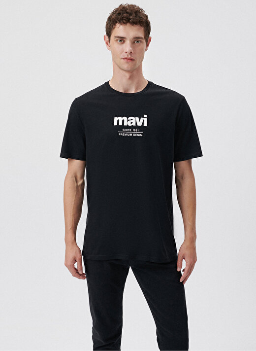 Mavi Bisiklet Yaka Baskılı Siyah Erkek T-Shirt M066849-900_SINCE 1991 TİŞÖRT 2