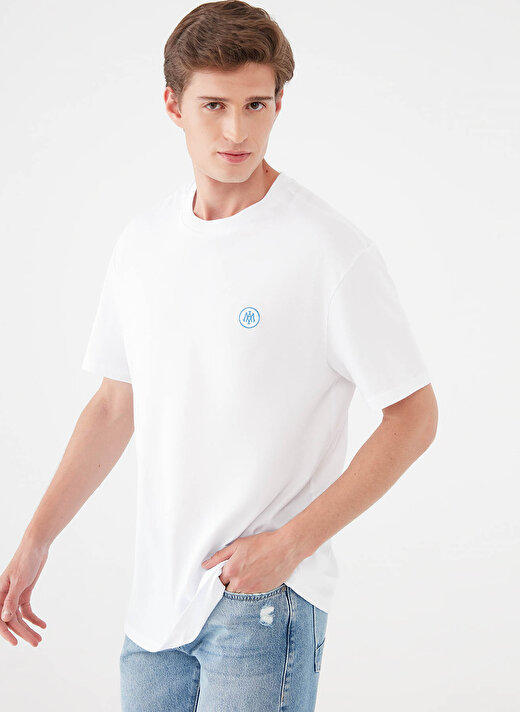 Mavi M067074-620 Bisiklet Yaka    Loose Fit Düz Beyaz Erkek T-Shirt 2