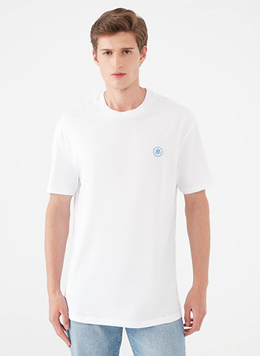 Mavi M067074-620 Bisiklet Yaka    Loose Fit Düz Beyaz Erkek T-Shirt 3
