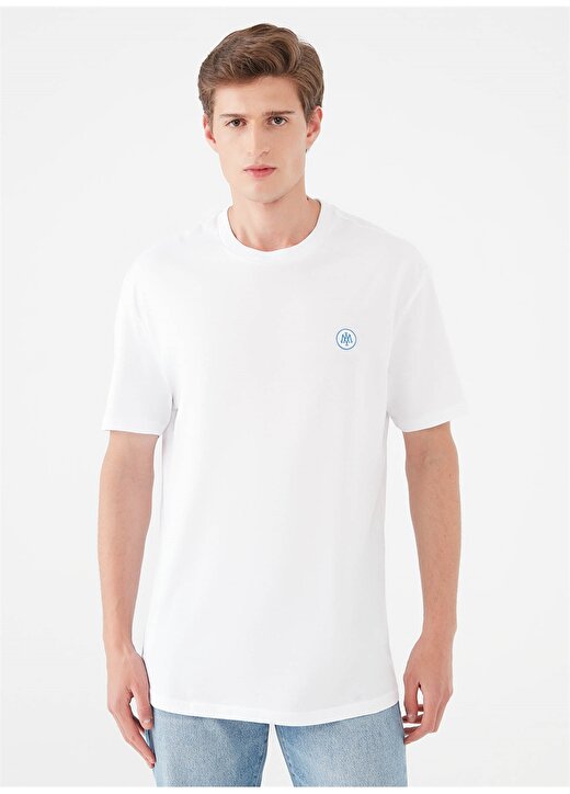 Mavi M067074-620 Bisiklet Yaka Loose Fit Düz Beyaz Erkek T-Shirt 3