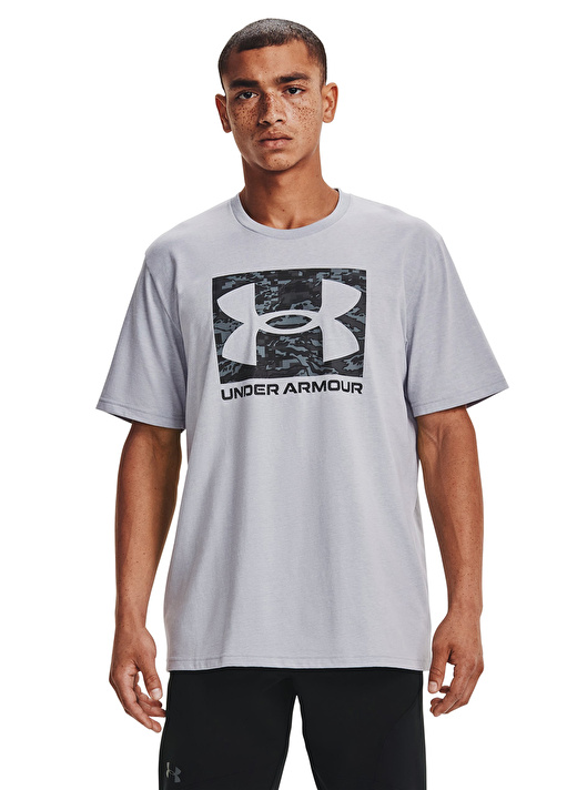 Under Armour Bisiklet Yaka  Normal Kalıp Düz Gri Erkek T-Shirt  -  1361673 Ua Abc Camo Boxed Logo Ss 1