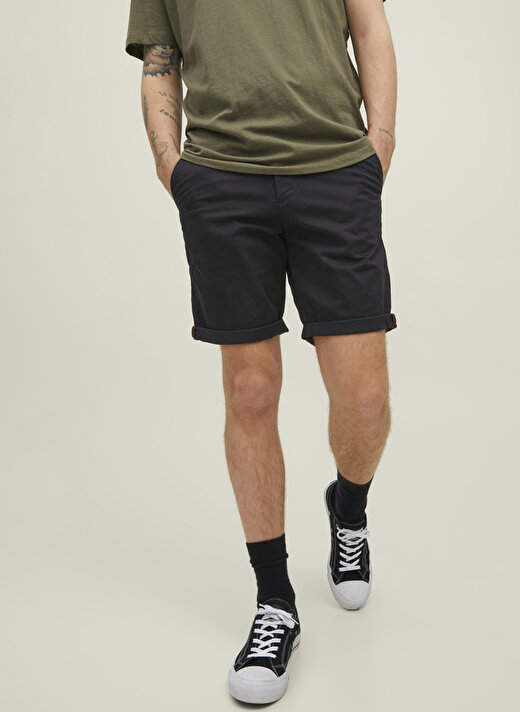 Jack & Jones Siyah Erkek Standart Fit Chino Şort 12165604_JPSTBOWIE JJSHORTS SOLID   4