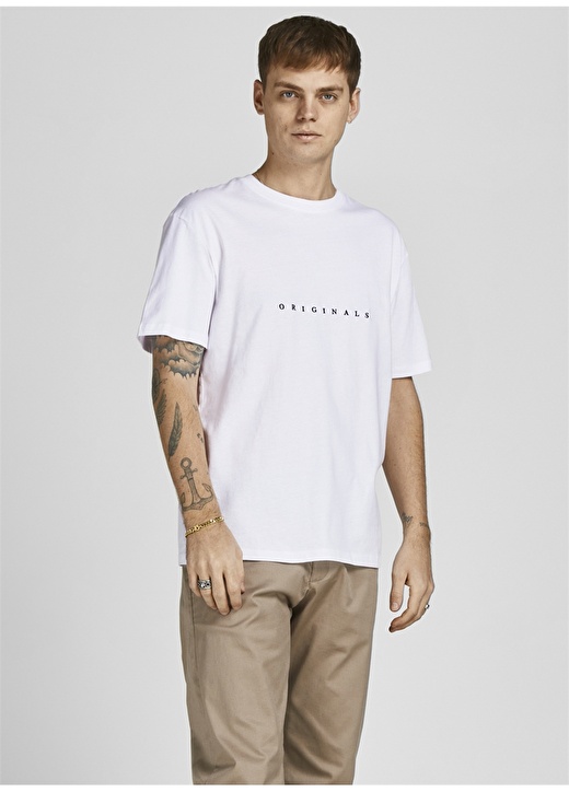 Jack & Jones 12176780_Jorcopenhagen Tee Bisiklet Yaka Relaxed Baskılı Beyaz Erkek T-Shirt 1