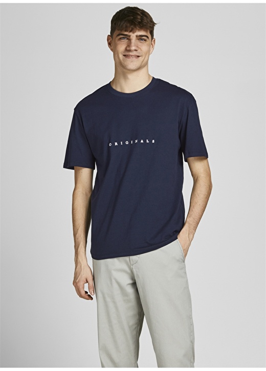 Jack & Jones 12176780_Jorcopenhagen Tee Bisiklet Yaka Relaxed Baskılı Lacivert Erkek T-Shirt 1