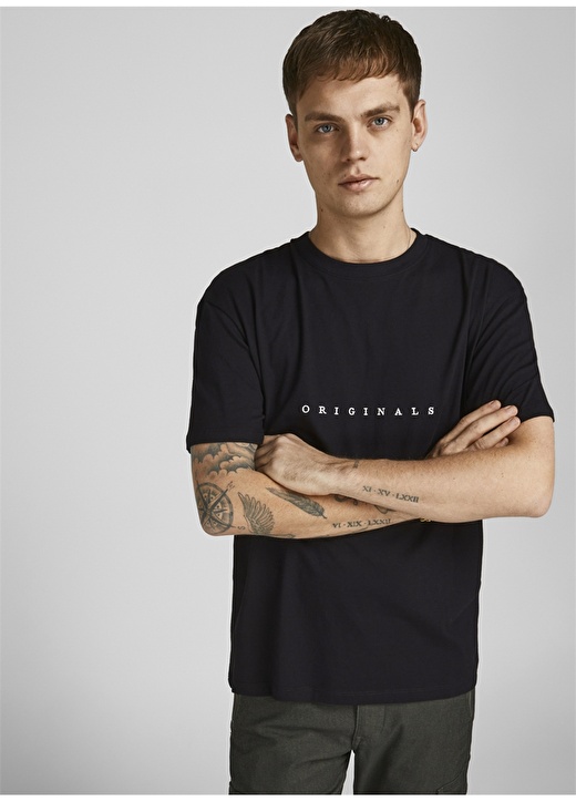 Jack & Jones 12176780_Jorcopenhagen Tee Bisiklet Yaka Relaxed Baskılı Siyah Erkek T-Shirt 3