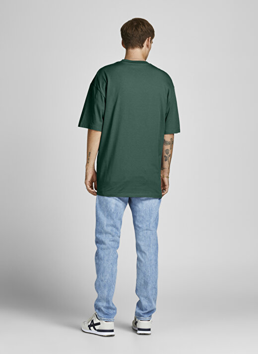 Jack & Jones 12185628_Jorbrink Tee Ss Crew Neck Bisiklet Yaka  Box Fit Baskılı Koyu Yeşil Erkek T-Shirt 4