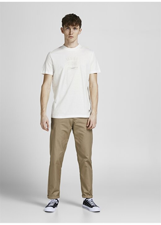 Jack & Jones 12204206_Jprblucarson Print O Yaka Regular Fit Baskılı Kırık Beyaz Erkek T-Shirt 2